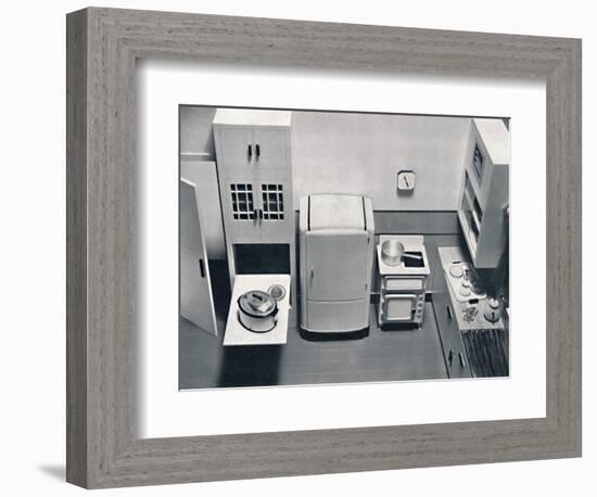 'View of a kitchen, designed by H.M.V. Household Appliances', 1938-Unknown-Framed Photographic Print