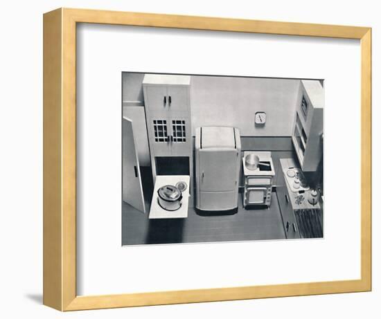 'View of a kitchen, designed by H.M.V. Household Appliances', 1938-Unknown-Framed Photographic Print