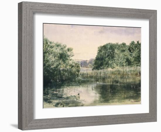 View of a Lake with Trees, 1857-John William Inchbold-Framed Giclee Print