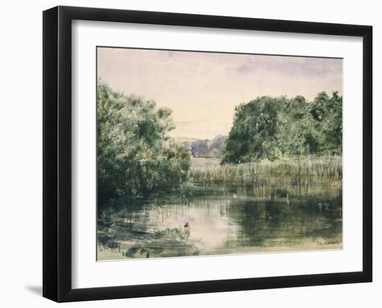 View of a Lake with Trees, 1857-John William Inchbold-Framed Giclee Print