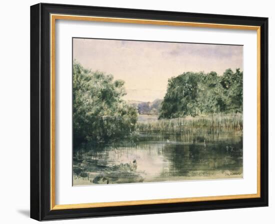 View of a Lake with Trees, 1857-John William Inchbold-Framed Giclee Print