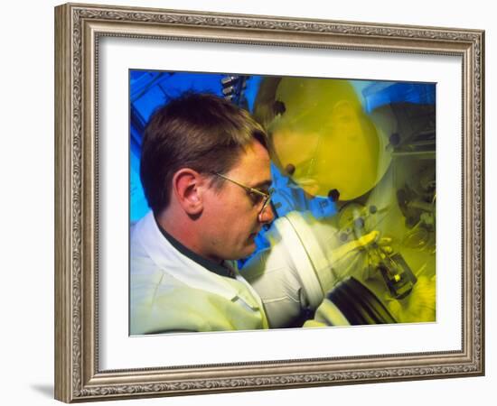 View of a Light-emitting Polymer Researcher-David Parker-Framed Photographic Print