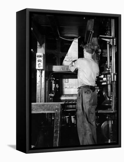 View of a Press Printing the Jewish Daily Forward-Hansel Mieth-Framed Premier Image Canvas