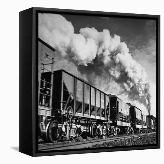 View of a Railcar Loaded with Iron Ore Moving Along the Tracks-Charles E^ Steinheimer-Framed Premier Image Canvas
