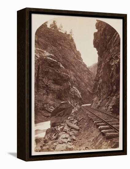 View of a Railroad in the Rockies, C.1865 (Albumen Print from Wet Collodion Negative)-William Henry Jackson-Framed Premier Image Canvas