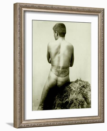 View of a Samoan Pe'A Tattoo, 19th Century-null-Framed Photographic Print