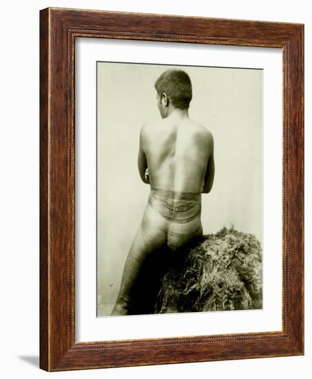 View of a Samoan Pe'A Tattoo, 19th Century-null-Framed Photographic Print