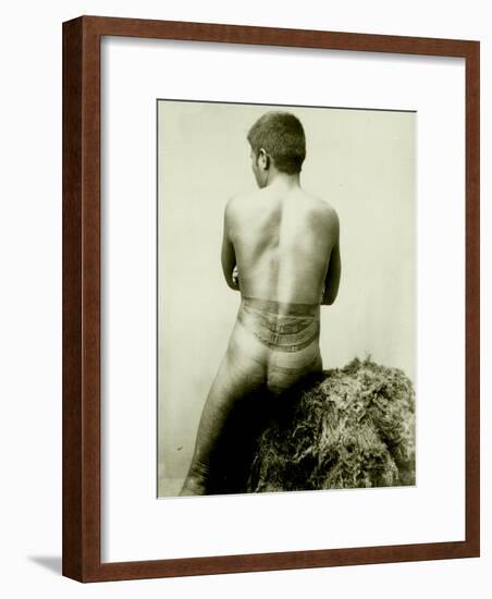 View of a Samoan Pe'A Tattoo, 19th Century-null-Framed Photographic Print