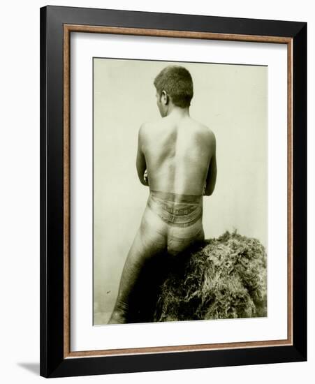 View of a Samoan Pe'A Tattoo, 19th Century-null-Framed Photographic Print