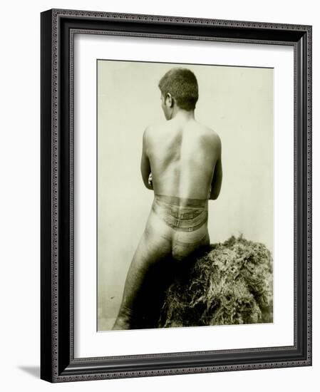 View of a Samoan Pe'A Tattoo, 19th Century-null-Framed Photographic Print