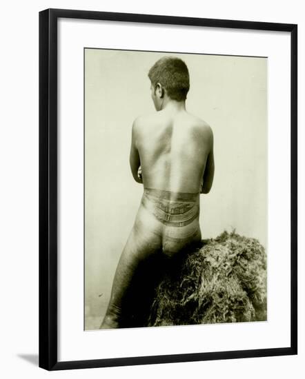 View of a Samoan Pe'A Tattoo, 19th Century-null-Framed Photographic Print