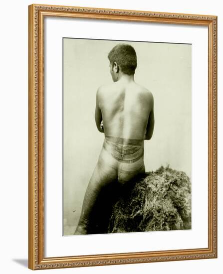 View of a Samoan Pe'A Tattoo, 19th Century-null-Framed Photographic Print