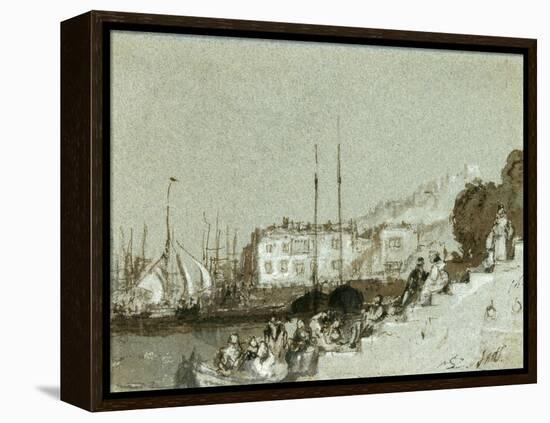 View of a Seaport East Cowes, Isle of Wight, 1828 (Ink, Wash & White Chalk on Blue Paper)-Joseph Mallord William Turner-Framed Premier Image Canvas