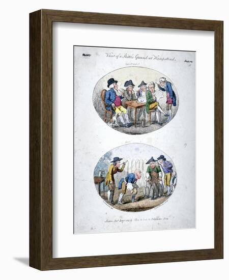 View of a Skittle Ground at Hampstead, 1813-George Cruikshank-Framed Giclee Print