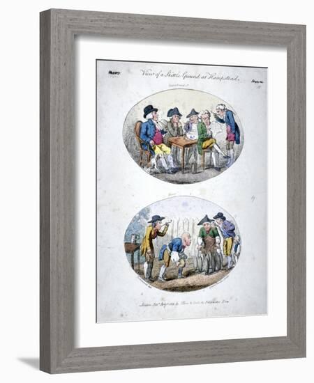 View of a Skittle Ground at Hampstead, 1813-George Cruikshank-Framed Giclee Print