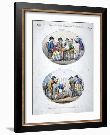 View of a Skittle Ground at Hampstead, 1813-George Cruikshank-Framed Giclee Print