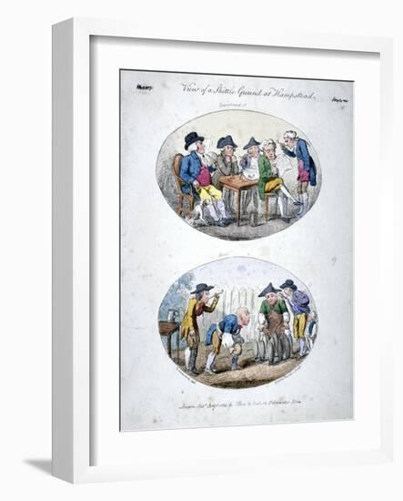View of a Skittle Ground at Hampstead, 1813-George Cruikshank-Framed Giclee Print