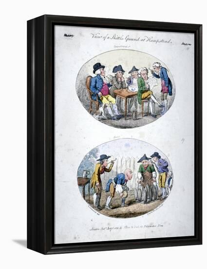 View of a Skittle Ground at Hampstead, 1813-George Cruikshank-Framed Premier Image Canvas