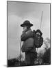 View of a Soldier Using a Backpack Radio-William Vandivert-Mounted Photographic Print