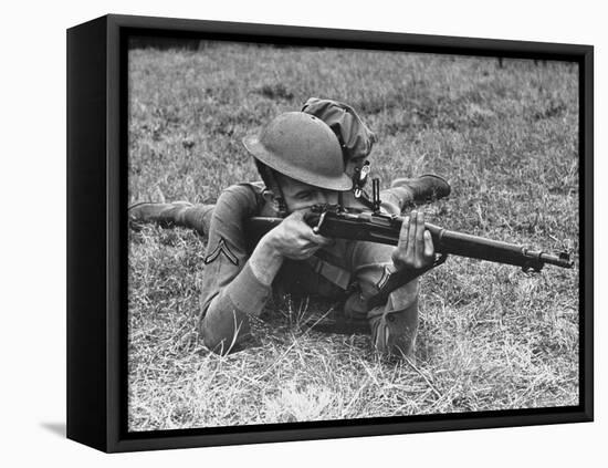 View of a Soldier Using a Springfield Rifle-William Vandivert-Framed Premier Image Canvas