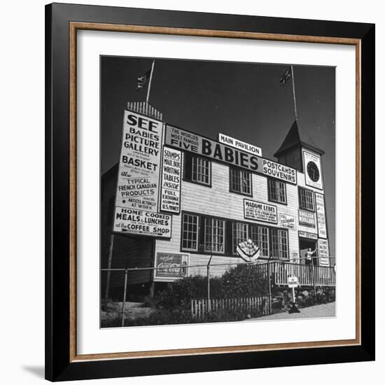 View of a Souvenir Store that Specializes in the Dionne Quintuplets Merchandise-Hansel Mieth-Framed Photographic Print