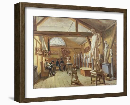 View of a Studio in an Art School, C.1840-null-Framed Giclee Print