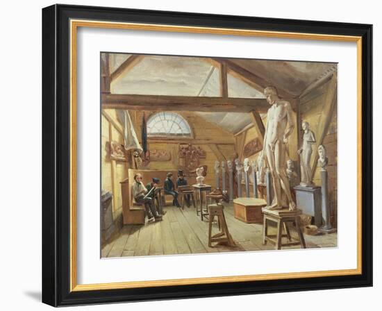 View of a Studio in an Art School, C.1840-null-Framed Giclee Print