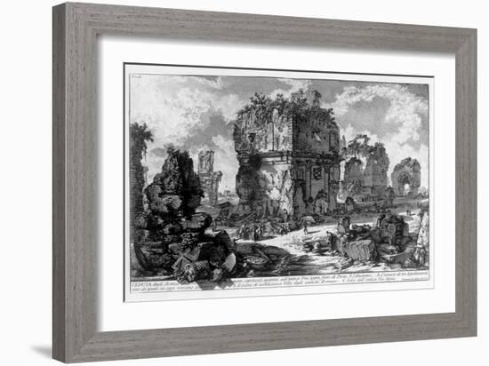 View of a Tomb on via Appia in Rome. Drawing by Giovanni Piranesi (Known as Piranese) (1720-1778).-Giovanni Battista Piranesi-Framed Giclee Print
