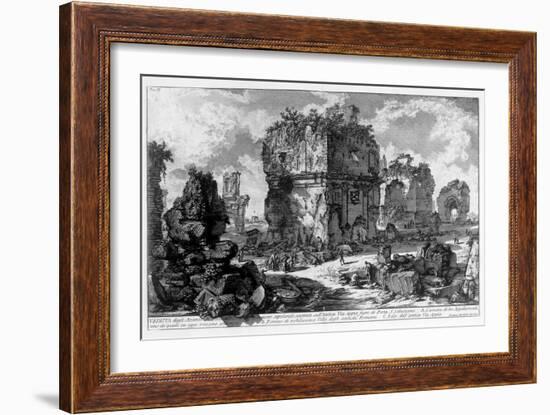 View of a Tomb on via Appia in Rome. Drawing by Giovanni Piranesi (Known as Piranese) (1720-1778).-Giovanni Battista Piranesi-Framed Giclee Print