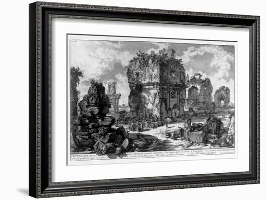 View of a Tomb on via Appia in Rome. Drawing by Giovanni Piranesi (Known as Piranese) (1720-1778).-Giovanni Battista Piranesi-Framed Giclee Print