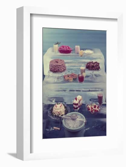 View of a Variety of Desserts Arranged on Blocks of Ice, 1960-Eliot Elisofon-Framed Photographic Print