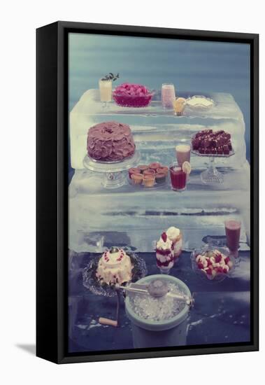 View of a Variety of Desserts Arranged on Blocks of Ice, 1960-Eliot Elisofon-Framed Premier Image Canvas