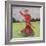 View of a Woman in Red Golfing-Lantern Press-Framed Art Print