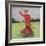 View of a Woman in Red Golfing-Lantern Press-Framed Art Print