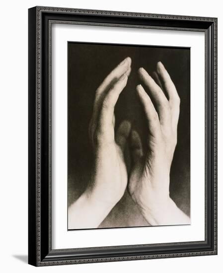 View of a Woman's Hands Held Together-Cristina-Framed Photographic Print