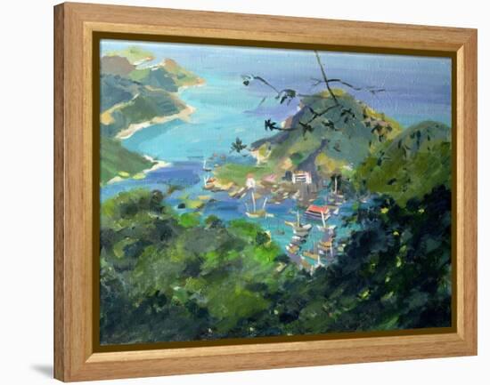 View of Aberdeen from the Peak, Hong Kong-Anne Durham-Framed Premier Image Canvas