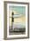 View of Absecon Lighthouse - Atlantic City, NJ-Lantern Press-Framed Art Print