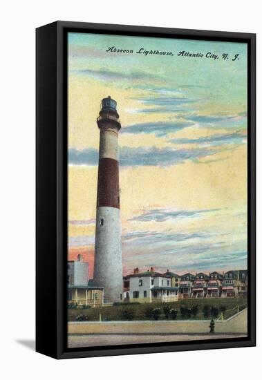View of Absecon Lighthouse - Atlantic City, NJ-Lantern Press-Framed Stretched Canvas