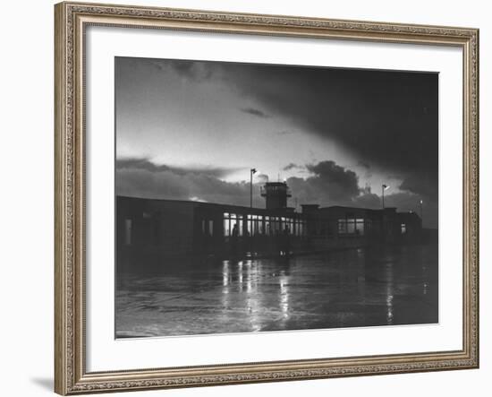 View of Airport and Runway at Dusk-Nat Farbman-Framed Premium Photographic Print