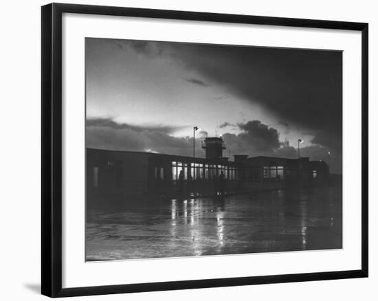 View of Airport and Runway at Dusk-Nat Farbman-Framed Premium Photographic Print