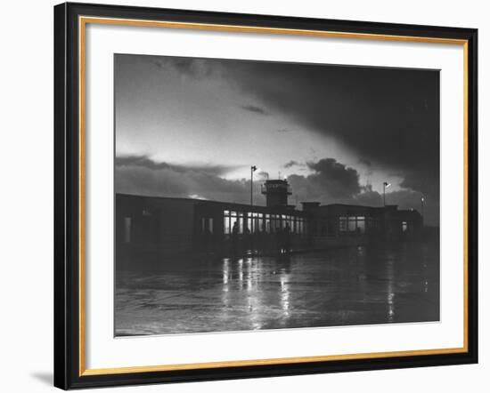 View of Airport and Runway at Dusk-Nat Farbman-Framed Premium Photographic Print