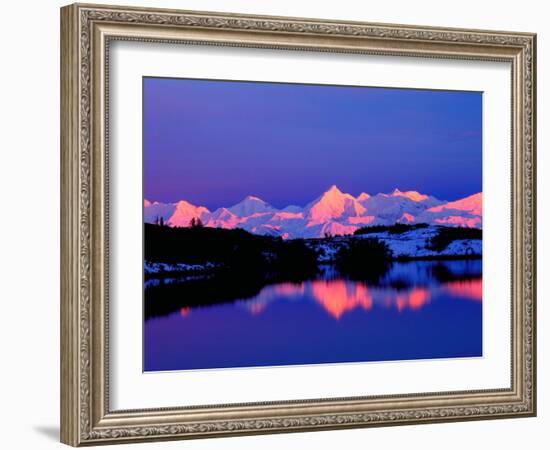 View of Alaskan Range and Mt. Denali from Reflection Pond, Denali National Park, Alaska, USA-Charles Sleicher-Framed Photographic Print