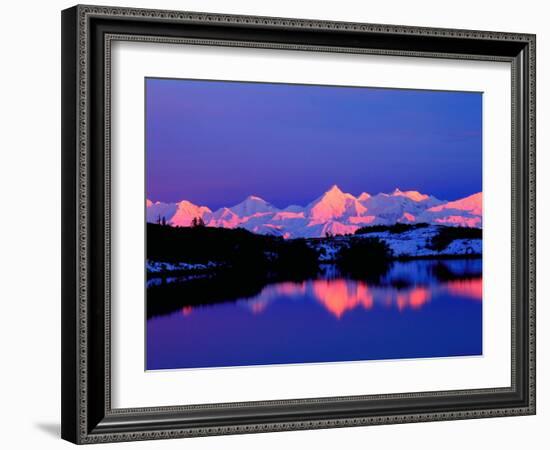 View of Alaskan Range and Mt. Denali from Reflection Pond, Denali National Park, Alaska, USA-Charles Sleicher-Framed Photographic Print