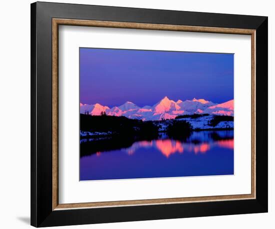 View of Alaskan Range and Mt. Denali from Reflection Pond, Denali National Park, Alaska, USA-Charles Sleicher-Framed Premium Photographic Print