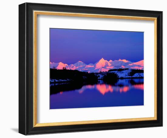 View of Alaskan Range and Mt. Denali from Reflection Pond, Denali National Park, Alaska, USA-Charles Sleicher-Framed Premium Photographic Print