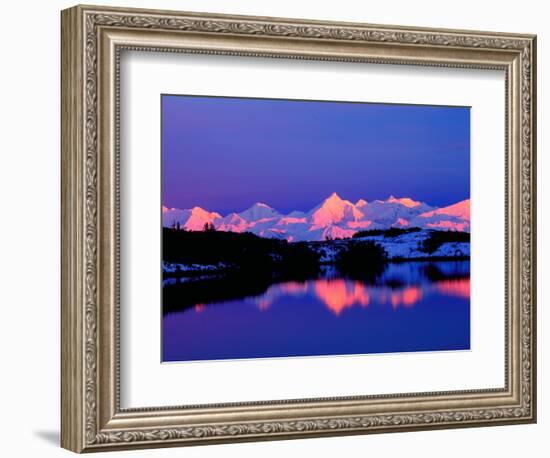 View of Alaskan Range and Mt. Denali from Reflection Pond, Denali National Park, Alaska, USA-Charles Sleicher-Framed Photographic Print