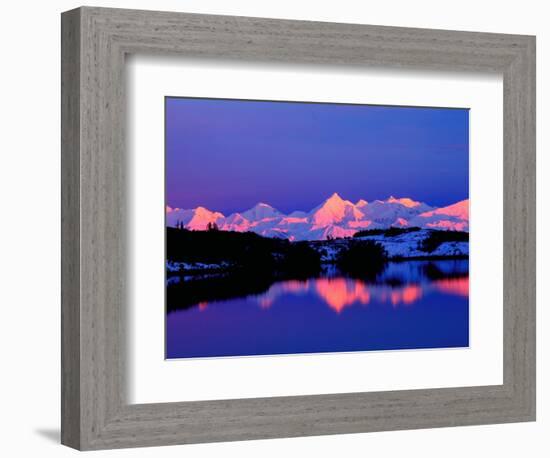 View of Alaskan Range and Mt. Denali from Reflection Pond, Denali National Park, Alaska, USA-Charles Sleicher-Framed Photographic Print