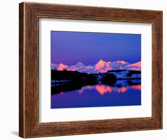 View of Alaskan Range and Mt. Denali from Reflection Pond, Denali National Park, Alaska, USA-Charles Sleicher-Framed Photographic Print