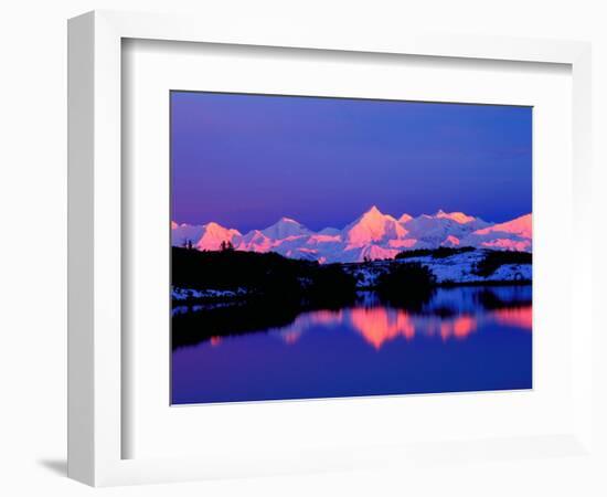 View of Alaskan Range and Mt. Denali from Reflection Pond, Denali National Park, Alaska, USA-Charles Sleicher-Framed Photographic Print