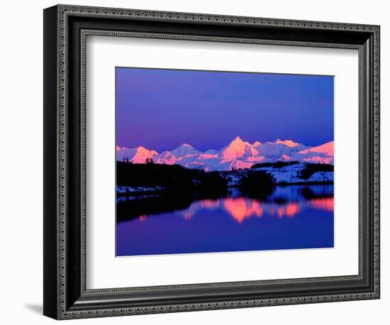 View of Alaskan Range and Mt. Denali from Reflection Pond, Denali National Park, Alaska, USA-Charles Sleicher-Framed Photographic Print